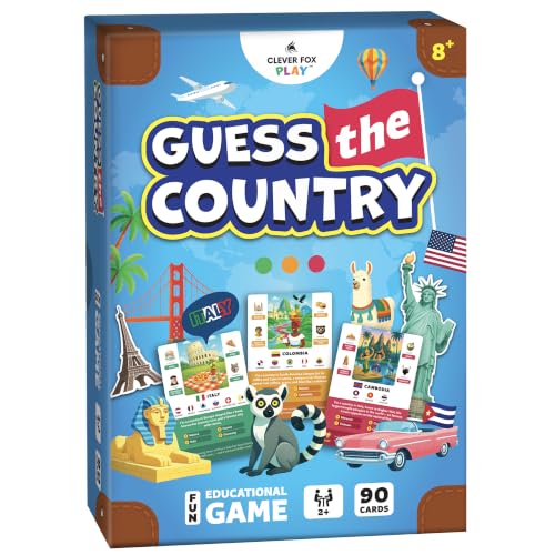 Guess The Country Card Game – World Geography for Kids 8-12 – Educational Family Game – Geography Trivia Challenge for Teens - color: Country