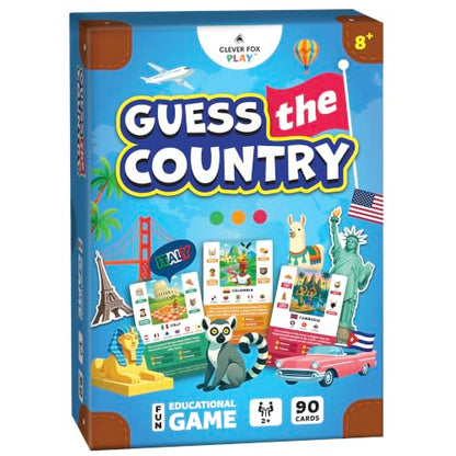 Guess The Country Card Game – World Geography for Kids 8-12 – Educational Family Game – Geography Trivia Challenge for Teens - color: Country