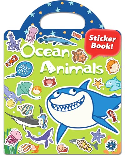 Walenced Reusable Sticker Book for Toddlers, Travel Stickers for Kids, Toddler Craft Activities Toys, Birthday Gifts for Boys & Girls - style: Marine Animal