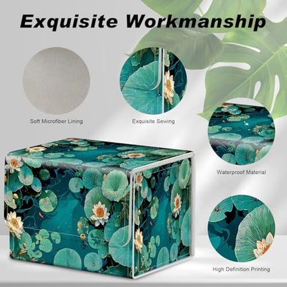 Card Game Storage Box TCG Deck Box MTG Card Box Organizer Trading Card Case Commander Deck Box TCG Card Storage Box Magnetic Closure Creative Pattern Up to 200 Cards, Green Pond Lotus Leaves - color: Green Pond Lotus Leaves