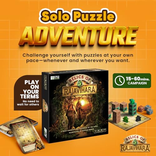 Relics of Rajavihara – Solo Puzzle Adventure Game with 50 Challenges Across 5 Floors – Strategic Logic Board Game for All Ages – Replayable Brain Teasers for Endless Fun - style: Main Game