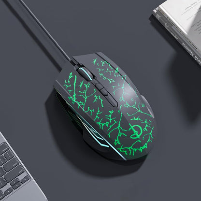 holy sword Wired Mouse, 7-Key Wired Computer Mouse with 4 Adjustable DPI, Optical Computer Mouse, Ergonomic Design, 5-Foot Cable, Suitable for laptops, Chromebooks, PCS, desktops, Macs, laptops - color: Wired Black Crack