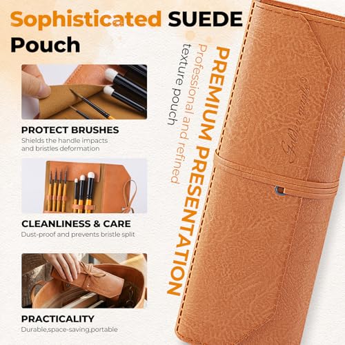 Golden Maple Kolinsky Sable Brushes,7PCS Miniature Paint Brushes Set with DryBrushes #3,5,6 for Miniature,Model,Oil,Acrylics,Watercolor,Gouache - color: Orange