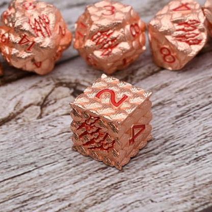 Dragon Scale Metal Dice Set-Dragon Claw,with Gift Metal Box for TTRPG Tabletop Gaming,Dungeon Masters,RPG Adventures(Rose Gold) - color: Rose Gold