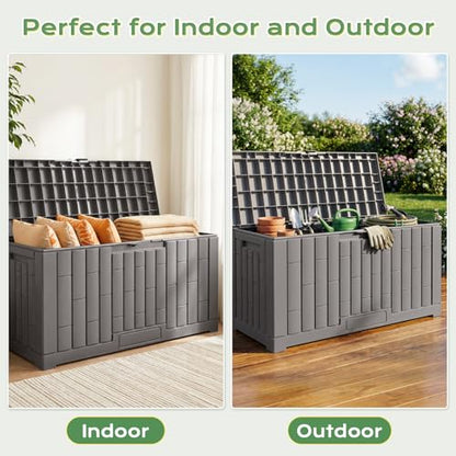 Jocoevol Deck Box 60 Gal, UV Resistant & Waterproof Outdoor Storage Box with Lock, Easy Assemble Storage Bins Container for Pool Patio Garden - size: 60Gal