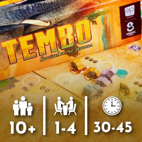 Tembo: Survival On The Savanna Board Game, Guide Your Elephant Herd Across Dangerous Terrain, A Cooperative Strategic Game for Families and Adults, Solo Campaign Included, 1-4 Players, Ages 10+