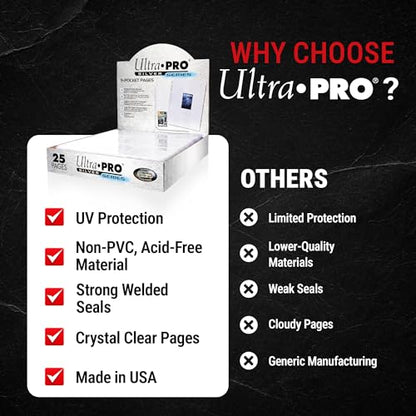 Ultra Pro Card Pages for Binders – 9 Pocket Trading Card Binder Pages – Silver Series for Trading Cards & Collectibles – Archival Safe, UV Protection & 3-Ring Binder Compatible – 25 Pages, Made in USA - size: 25ct, style: 25-Count