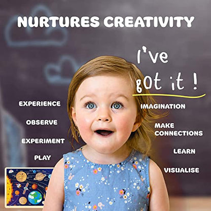 Solar System Wooden Puzzles for Kids Ages 3-5, Space Puzzle 100 Piece Puzzles for Kids Ages 4-6-8-10 with Unique Pieces, Preschool Toddler Jigsaw Puzzle with Tray - style: 100 Piece