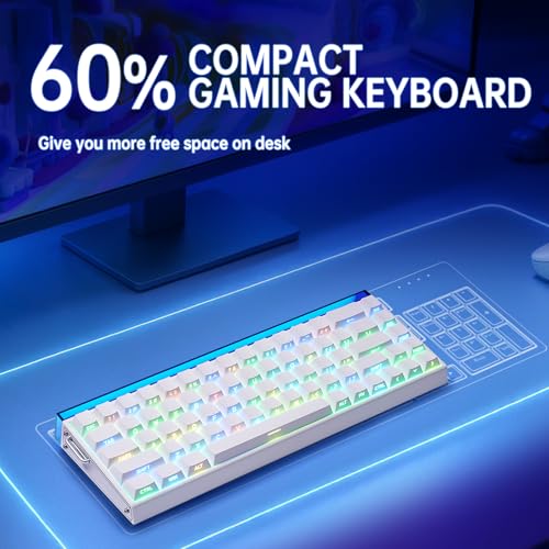 Aula Hero 68 HE 60% Gaming Keyboard Wired, Hall Effect Magnetic Switch Keyboard with Adjustable Actuation, Fast Trigger Mode, 8K Hz Polling Rate, 0.125ms Latency - color: White Pluto