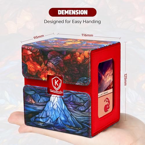 Katomula Card Deck Box for MTG Commander, Trading Cards Case Holds 100 Double-Sleeved Cards with Commander Display and Dice Tray-Mountain - style: Mountain