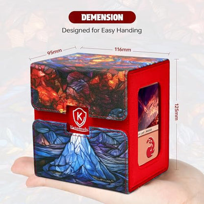 Katomula Card Deck Box for MTG Commander, Trading Cards Case Holds 100 Double-Sleeved Cards with Commander Display and Dice Tray-Mountain - style: Mountain