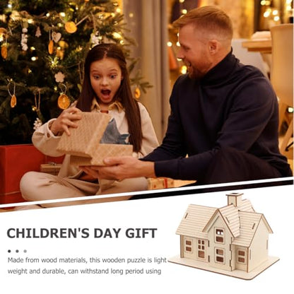 1 Set 3D Wooden Puzzles House Model Building Kit, DIY Wood Cabin Kit for Adults to Build, Creative 3D Tiny Home Model House Jigsaw Puzzles Toys for Kids and Adults