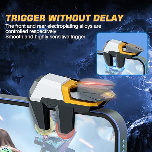 EasEasy PUBG Game Trigger, Mobile Phone Controller Compatible for PUBG/Rules of Survival/Knives Out, 6 Fingers Trigger with Sensitive Aim and Shoot Smartphone Joystick for iPhone & Android-Yellow - color: Yellow