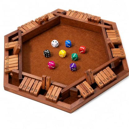 MNYUN Shut The Box Premium Wooden Dice Game - Handcrafted Board Game 2-6 Players, Educational Math Learning Games for Kids Adults, Classic Pub Games Family Party Gift Set - size: 15.7 inches