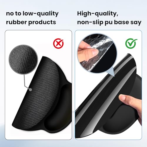 Mouse pad with Wrist Rest,Relieving Pain Memory Foam Computer pad, Ergonomic Desktop Mouse, Silicone Material Mouse pad, with Non-Slip PU Base (Black) - color: black