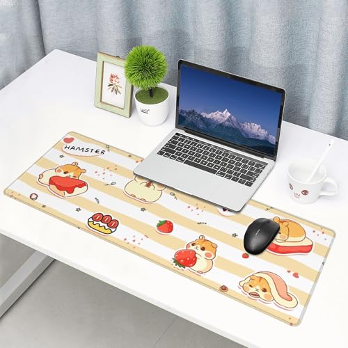Cute Hamster Mouse Pad XL Large Mousepad Non Slip Rubber Base Desk Mat for Laptop Computer Gaming 31.5" X 12" - color: Cute Hamster