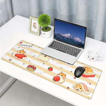 Cute Hamster Mouse Pad XL Large Mousepad Non Slip Rubber Base Desk Mat for Laptop Computer Gaming 31.5" X 12" - color: Cute Hamster