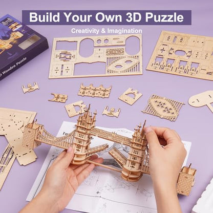 Rowood 3D Puzzles for Adults,DIY Wooden Model Kits for Adults to Build,Birthday London Tower Bridge - style: London Tower Bridge