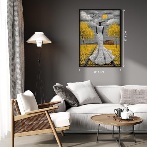 Beauty Women Puzzle for Adults 1000 Pieces, Vintage Elegant Black Lady Scenic Puzzle Aesthetic Art, Narure Plant Tree Challenge Jigsaw Puzzle Painting - style: Elegant Trajectory Puzzle