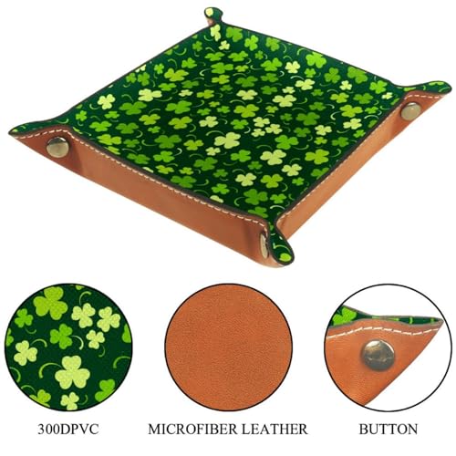 Shamrock Clover Pattern Dice Tray PU Leather Dice Rolling Tray Folding Dice Holder for Dice Games, Like RPG, DND and Other Table Games - color: Multi 9