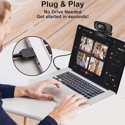 2K Quad HD Webcam with Privacy Cover & Noise-Canceling Microphone, Video Web Streaming Camera for PC Computer Desktop Laptop Mac Zoom Teams &More, 1pc USB C Adapter - style: Webcam+USB C Adapter