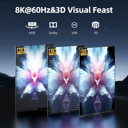 llano HDMI 2.1 Switch 2 in 1 Out 8K@60Hz 4K@120Hz, HDMI Switcher 48Gbps Bidirectional, Supports VRR HDR10 Dolby Atmos, for PS5 Xbox Apple TV Roku Switch 2, Aluminum Alloy Case