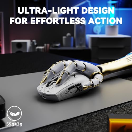 MAMBASNAKE ATTACK SHARK G3PRO Wireless Gaming Mouse with RGB Magnetic Charging Dock,Tri-Mode-2.4G/USB-C Wired/BT, 25K DPI,PAW3311 Optical Sensor,59g Ultra Lightweight,Slip Grip Tape for PC/Mac(White) - color: White & Griptape