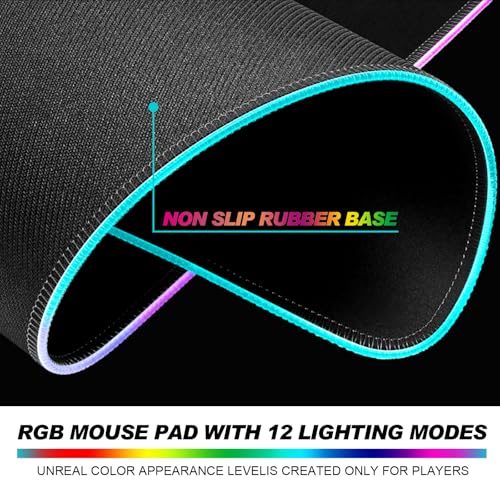 RGB Fantasy Tree of Life Gaming Desk Mat, Computer Keyboard Large Extended Long Abstract LED Mouse Pad for Office and Home, XL (W04) - color: Rgb-w04