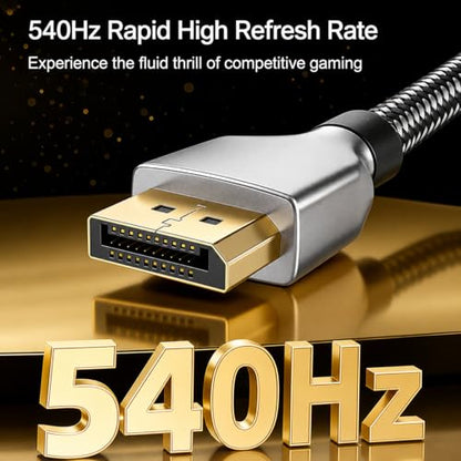 80Gbps DisplayPort 2.1 Cable 3.3FT, DP 2.1 Cable [Supports 16K@60Hz, 8K@120Hz, 4K@240Hz/165Hz/144Hz], Compatible with FreeSync/G-Sync Gaming Monitors, Suitable for RTX 5090/7900 XTX
