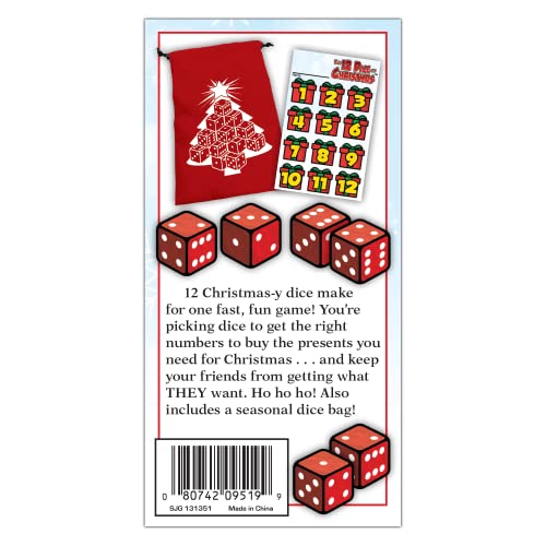 The 12 Dice of Christmas, Dice Game, Family, Holiday, for 2 to 5 Players | Ages 10+, Steve Jackson Games, Fast, fun, family game for the holidays, Includes a seasonal dice bag, score card, and 12 dice