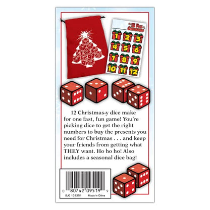 The 12 Dice of Christmas, Dice Game, Family, Holiday, for 2 to 5 Players | Ages 10+, Steve Jackson Games, Fast, fun, family game for the holidays, Includes a seasonal dice bag, score card, and 12 dice