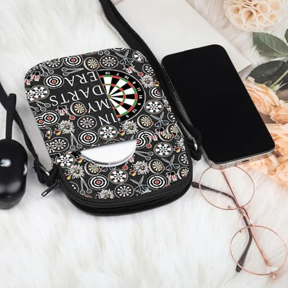 MNIGIU Funny Dart Gift For Dart Player In My Darts Era Crossbody Bag Dartboard Paint Shoulder Bag Dart Game Queen Gift - color: In My Darts Era Black