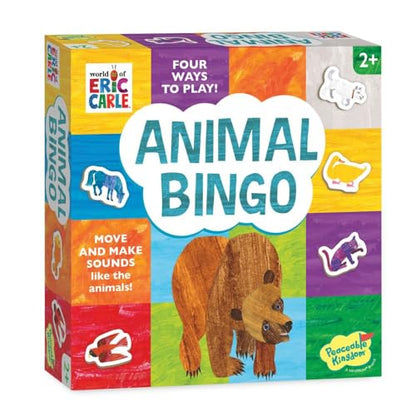 Peaceable Kingdom World of Eric Carle Board Game | A fast, replayable board game. Includes 9 wooden animals and 2 double-sided bingo boards. Ages 2+.