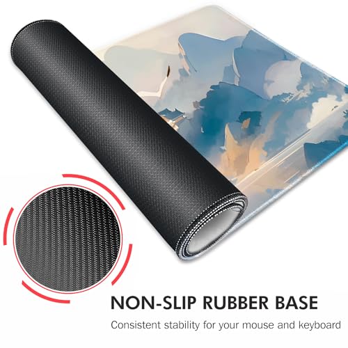 Galdas Gaming Mouse Pad XXL XL Large Long Extended Big Mousepad Non-Slip Rubber Keyboard Mouse Pad with Stitched Edges for Laptop Home Office (31.5x11.8x0.08 Inch) -Cloud Scenery - color: Cloud Scenery