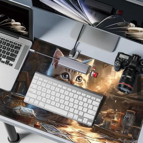 MTG Playmat 27.5 x 15.7in Includes Storage Bag,TCG Playmat with Soft Surface Premium Non-Slip Rubber Backing Stitched Edges Durable Gaming Mat,Cat Playing Cards - color: Cat Playing Cards, size: 27.5"×15.7" Regular