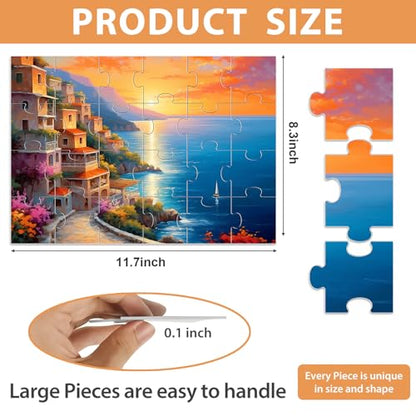6 Pack Large Piece Puzzles for Seniors, 24 Piece Dementia Puzzles for Elderly Penguin Sea Turtle Deer Jigsaw Puzzle Alzheimer's Dementia Products Products for Adult Cognitive Gifts Toy for Men Women - style: 24 Large Pieces