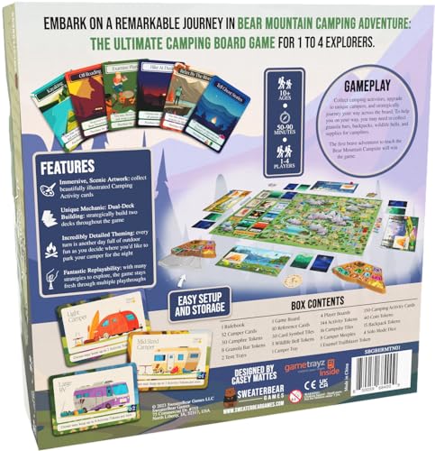 Bear Mountain Camping Adventure Board Game | Family Game for Young Camping Fans and Adults | Easy to Learn | Ages 10+ | for 1-4 Players | Perfect for Outdoor Enthusiasts