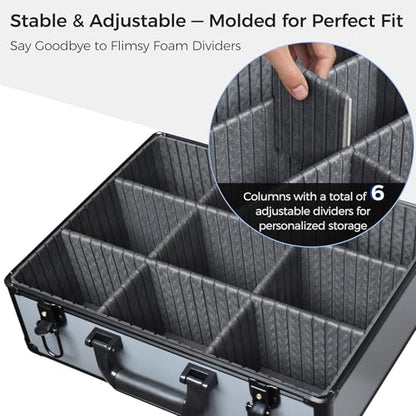 Turokacase Graded Card Case Storage Box – Extra Large Trading Card Storage Box with 8 Adjustable Dividers – Baseball & Sports Card Storage Case – Fits PSA, BGS, SGC, Toploaders & Magnetic Holders