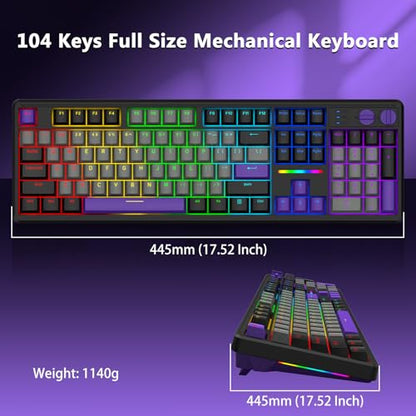 E-YOOSO Wired Creamy Mechanical Keyboard, Led Backlit for PC/Mac, Black | Gasket Structure with Sound Dampening Foam, Hot Swappable, Pre-lubed Linear Switches, Full Size Custom Gaming Keyboard - color: Grey Black Purple