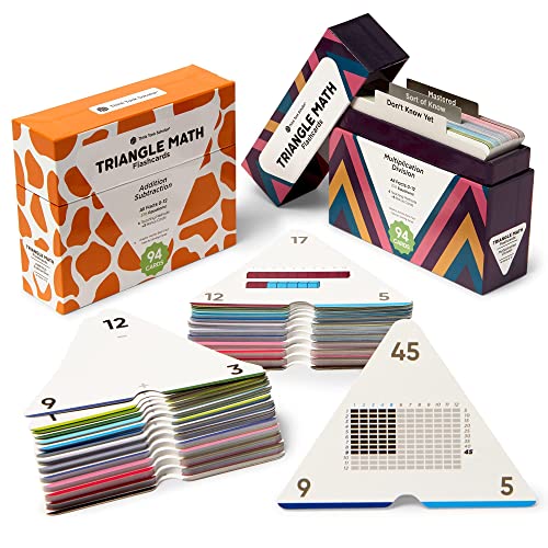 Award-Winning Triangle Math Flash Cards – 752 Facts (Add, Subtract, Multiply & Divide) – Grades K–6 – Visual Aids, Color-Coded, Mastery Sorting System