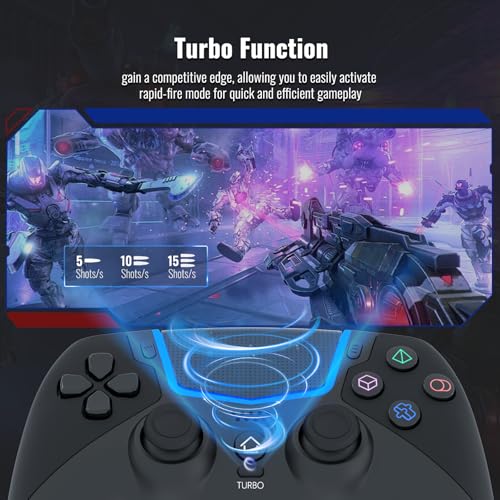 BETMI Wireless Controller for PS-5/Pro/Slim/PC with Hall Joysticks (Black) | Bluetooth Gaming Controller with LED Channel Light/Turbo/6-Axis Gyro/Dual Vibration/Touchpad/3.5mm TRRS Audio Jack/Speaker