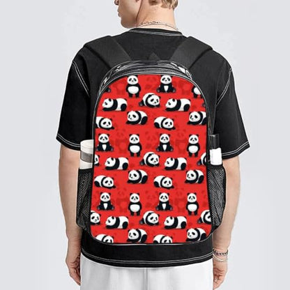 Waterproof Clear Beach Backpack Large Capacity PVC See Through Bag | Waterproof, Bear Panda Red, Transparent Daypack, for Work Travel College Seaside Beach Trips - color: Pattern (497)