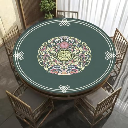 Round Mahjong Mat Thickened and Non-Slip Mahjong Tablecloth with Carrying Bag, Home Play Mat for Mahjong, Poker, Card, Board, Tile Games(Green,70cm/27.55in) - color: Green, size: 70cm/27.55in