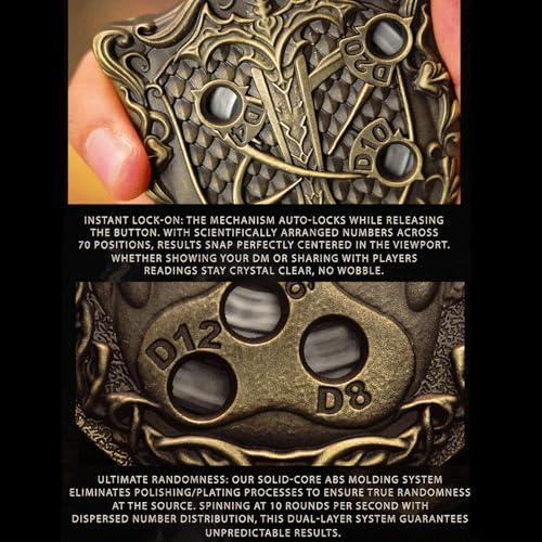 Unique Roulette Dice Spinner 7-in-1 Metal DND Dice Set for Tabletop RPG Dice Fidget Spinning for Role Playing Dice DND Dice Sets Balanced and Fair Made from Zinc Alloy - color: 001 Roulette Dice V3.0 Antioue Gold