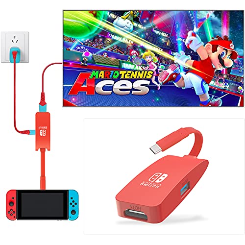 Switch Dock, USB C Hub Adapter, 4K@60Hz HDMI Switch Docking Station Portable TV Dock for Nintendo Switch Charging Dock, Type C to HDMI TV Adapter for Nintendo Switch MacBook Pro Air Samsung DEX-Red - color: Red