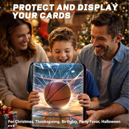 Basketball Card Binder with Sleeves, 9-Pocket Portable Card Protectors Album Holder Book with Zipper, Fits 900 Cards with 50 Removable Sleeves, Basketball Cards Display Storage Carrying Case -XS02 - color: Lanqiu-XS02-900 cards