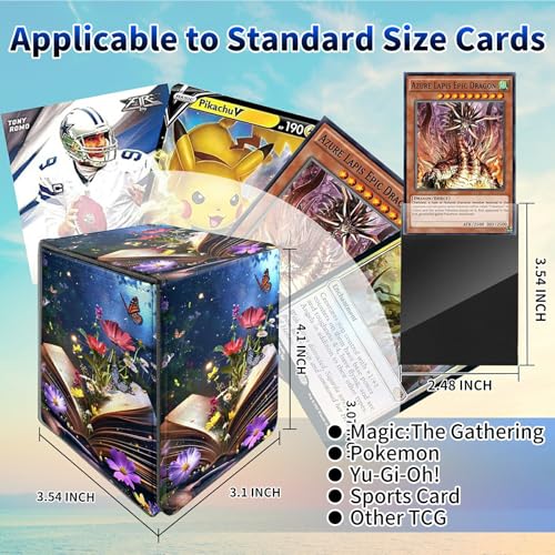 Book Flower Deck Box, MTG Commander Case for Trading Cards, 100+ Sleeved With PU Leather Magnetic Storage Box for TCG CCG Magic - color: Card Deck Box-593