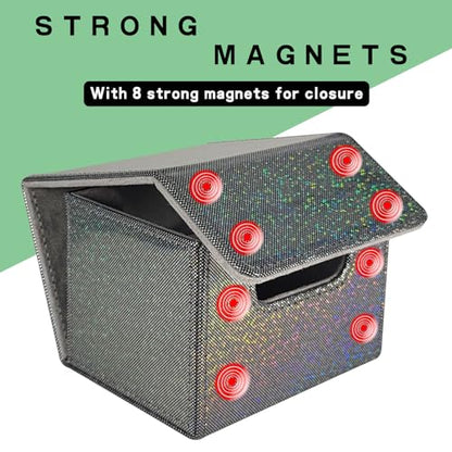 Dmoicols Trading Card Storage Box Leather Card Decck Box Horizontal Single One (Sparkly Black Point) - color: Sparkly Black Point