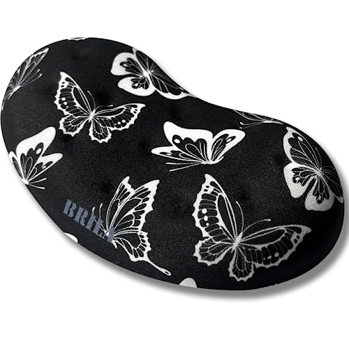BRILA Ergonomic Memory Foam Mouse Wrist Rest Support Pad Cushion for Computer, Laptop, Office Work, PC Gaming - Massage Holes Design - Wrist Pain Relief (Butterflies Mouse Wrist Rest) - color: Butterflies Mouse Wrist Rest