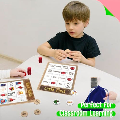SpriteGru Bible Bingo Game, Multiple Players Bingo Game for Christian, Bible School Kids Christian Sunday Church - style: Bible Bingo Game